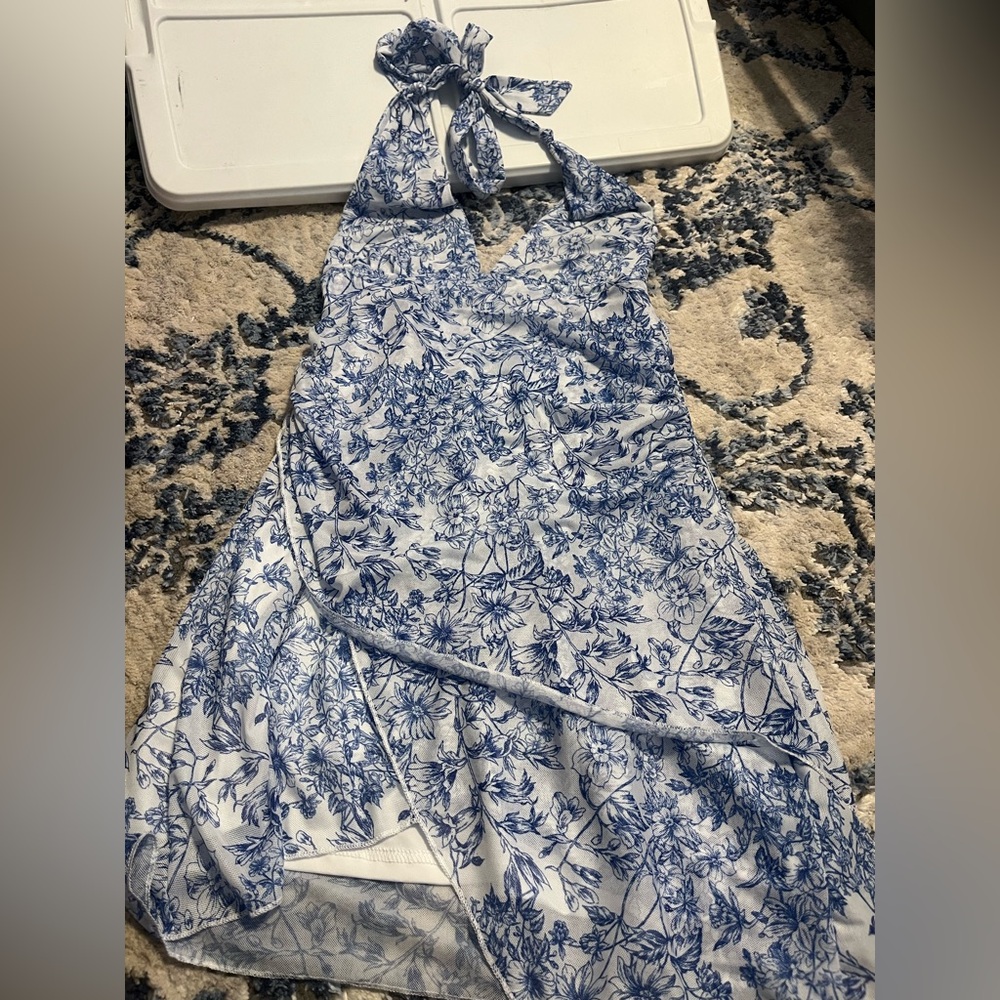 SHEIN Blue Floral Pattern Dress